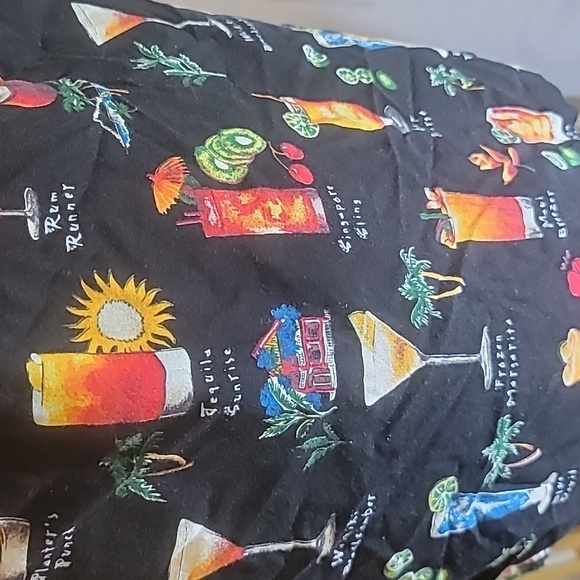 Vintage tropical cocktail shirt made in USA size L black short sleeve - Picture 8 of 10